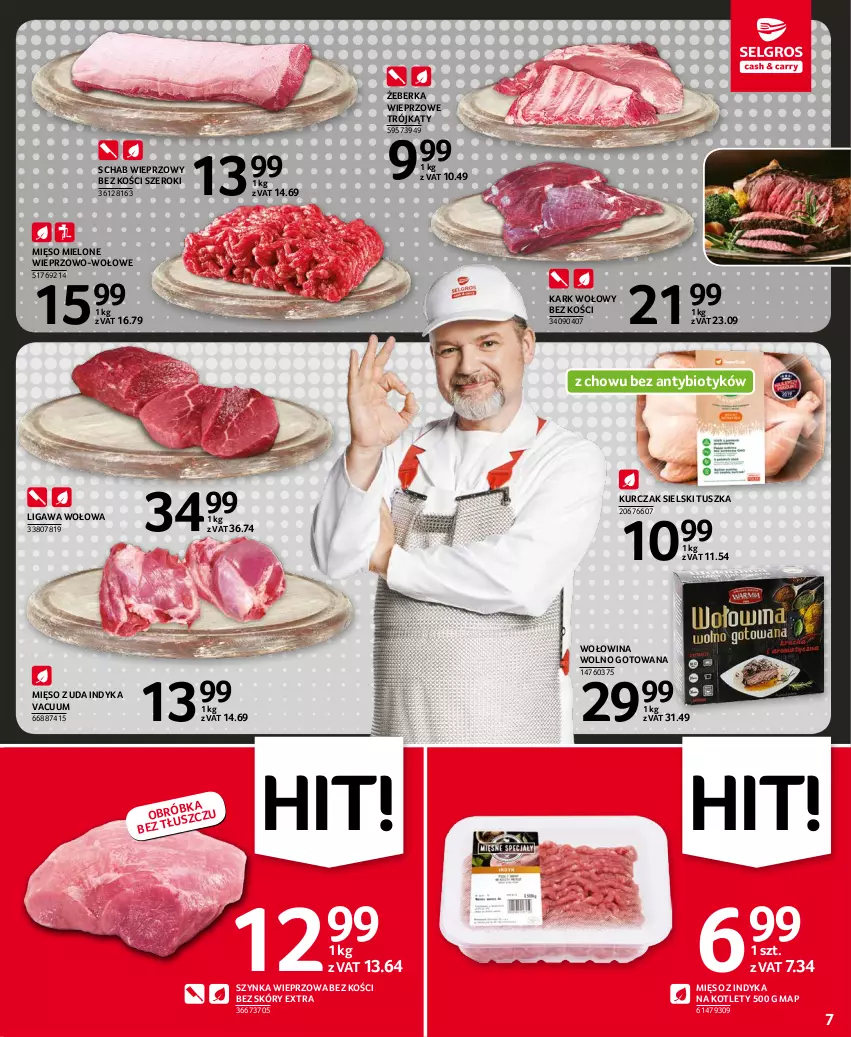 Gazetka promocyjna Selgros - Oferta spożywcza - ważna 02.09 do 15.09.2021 - strona 7 - produkty: Kark wołowy, Kotlet, Kurczak, Mięso, Mięso mielone, Mięso z indyka, Schab wieprzowy, Szynka, Szynka wieprzowa, Tusz, Wołowina