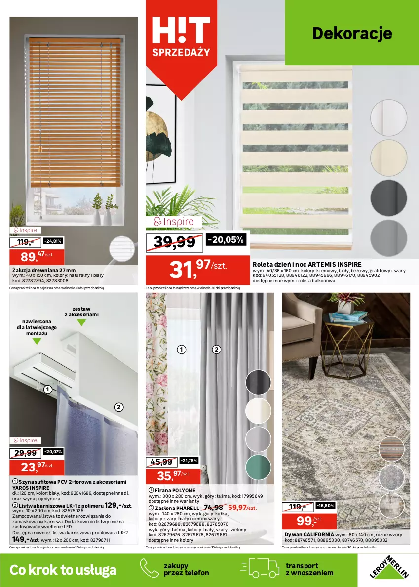 Gazetka promocyjna Leroy Merlin - Gazetka Leroy Merlin - ważna 04.06 do 24.06.2025 - strona 11 - produkty: Dywan, Firana, Gra, Karnisz, Lampa, Lampa wisząca, Listwa, Plafon, Por, Reflektor, Roleta, Ser, Sport, Szyna, Telefon, Tran, Zasłona