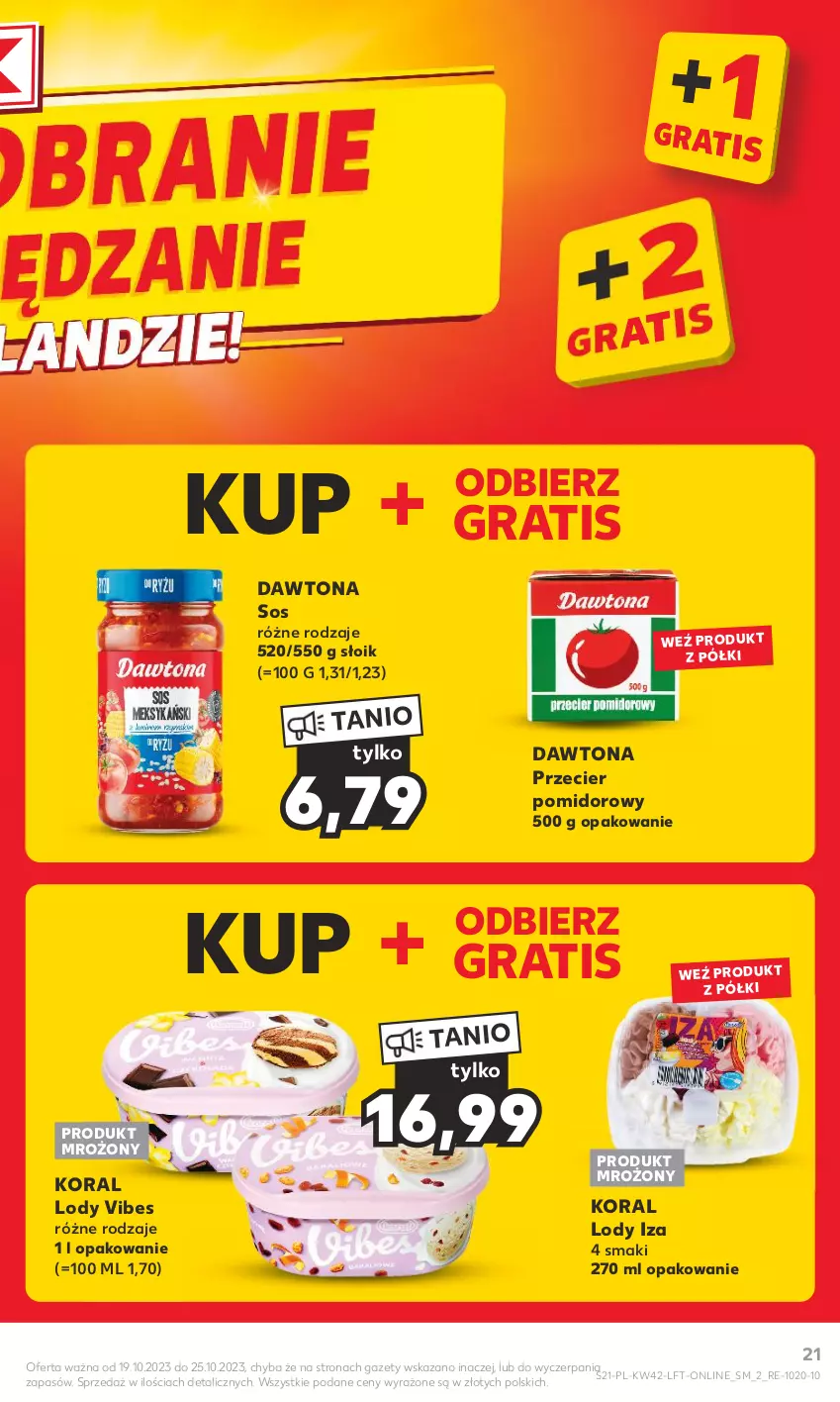 Gazetka promocyjna Kaufland - Gazetka tygodnia - ważna 19.10 do 25.10.2023 - strona 21 - produkty: Dawtona, Gra, Lody, Sos