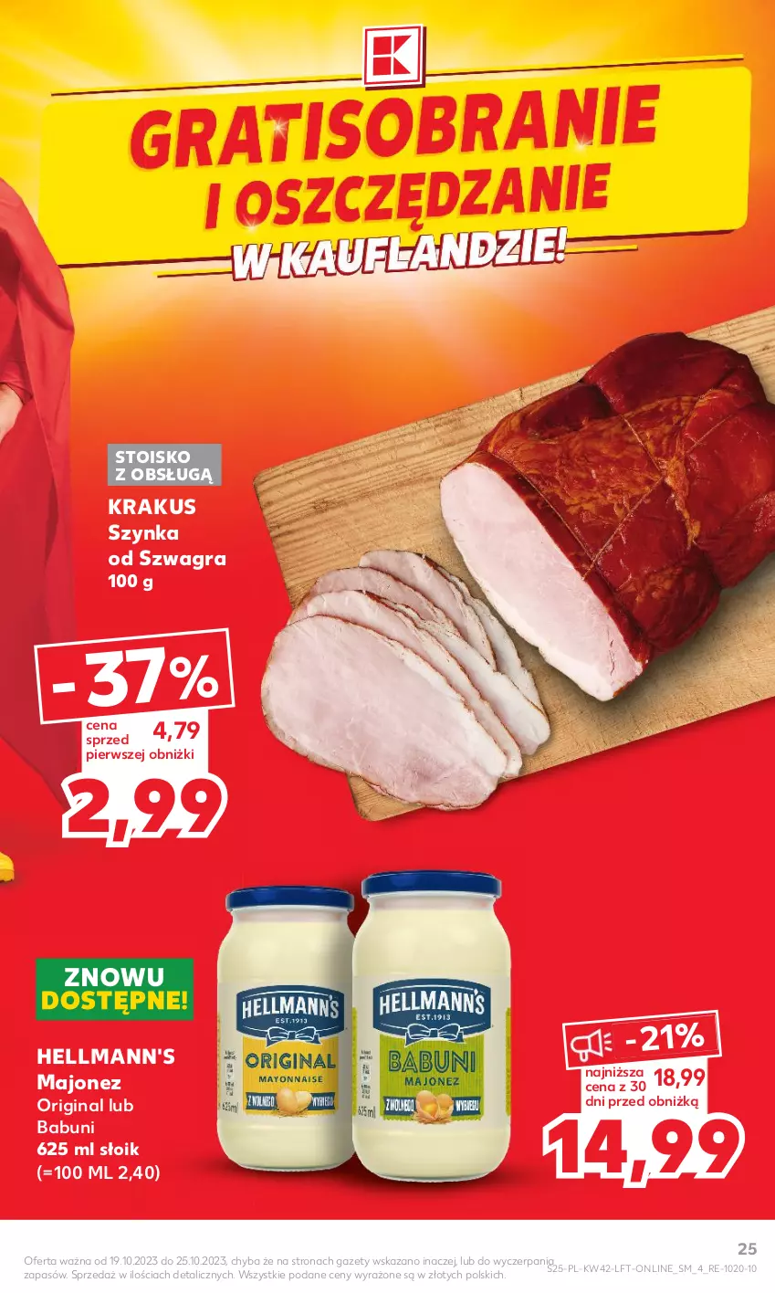 Gazetka promocyjna Kaufland - Gazetka tygodnia - ważna 19.10 do 25.10.2023 - strona 25 - produkty: Babuni, Gin, Gra, Krakus, Majonez, Szynka