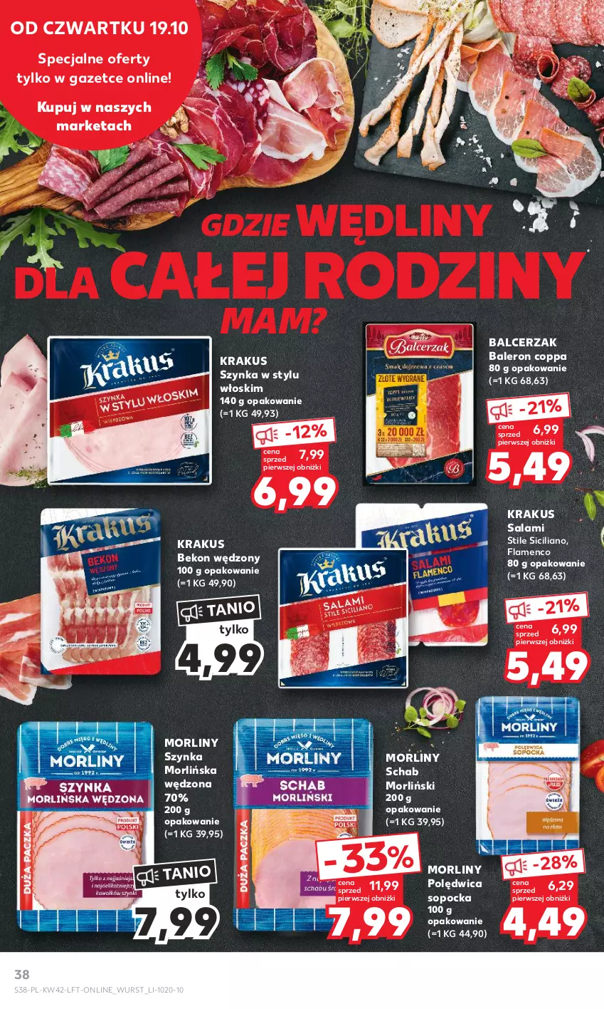 Gazetka promocyjna Kaufland - Gazetka tygodnia - ważna 19.10 do 25.10.2023 - strona 38 - produkty: Beko, Krakus, Morliny, Polędwica, Salami, Szynka