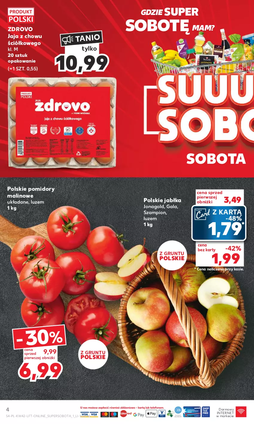 Gazetka promocyjna Kaufland - Gazetka tygodnia - ważna 19.10 do 25.10.2023 - strona 4 - produkty: Gala, Grunt, Jabłka, Jaja, Jonagold, Pomidory, Szampion