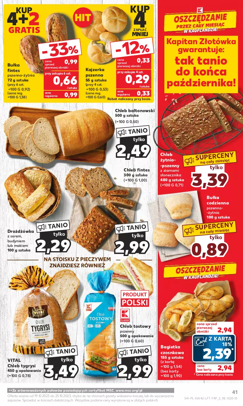 Gazetka promocyjna Kaufland - Gazetka tygodnia - ważna 19.10 do 25.10.2023 - strona 41 - produkty: Bagietka, Bagietka czosnkowa, Bułka, Chleb, Chleb tostowy, Gra, Gry, Kajzerka, Kajzerka pszenna, O Bag, Piec, Ser