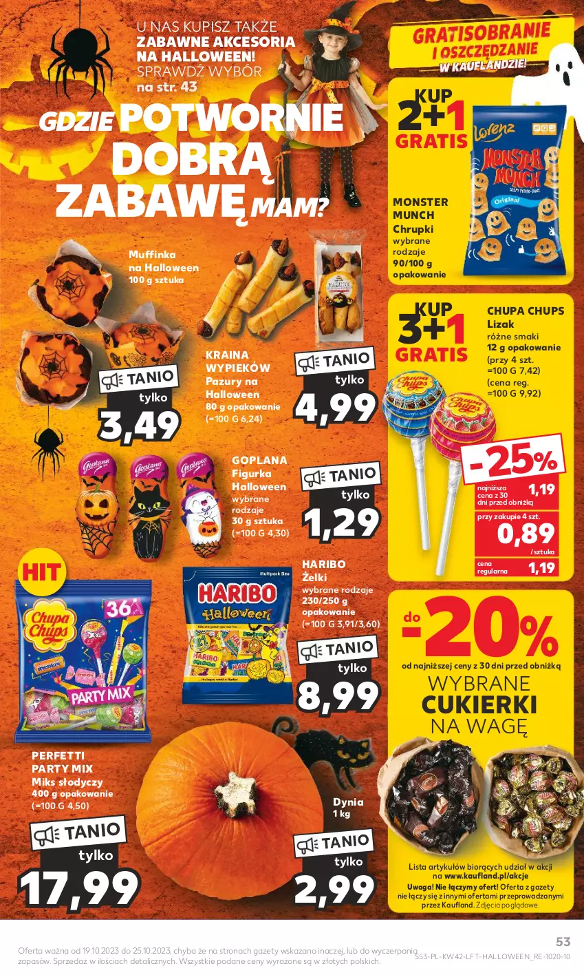 Gazetka promocyjna Kaufland - Gazetka tygodnia - ważna 19.10 do 25.10.2023 - strona 53 - produkty: Chrupki, Chupa Chups, Cukier, Cukierki, Goplana, Gra, Haribo, Inka, LANA, Monster Munch, Waga