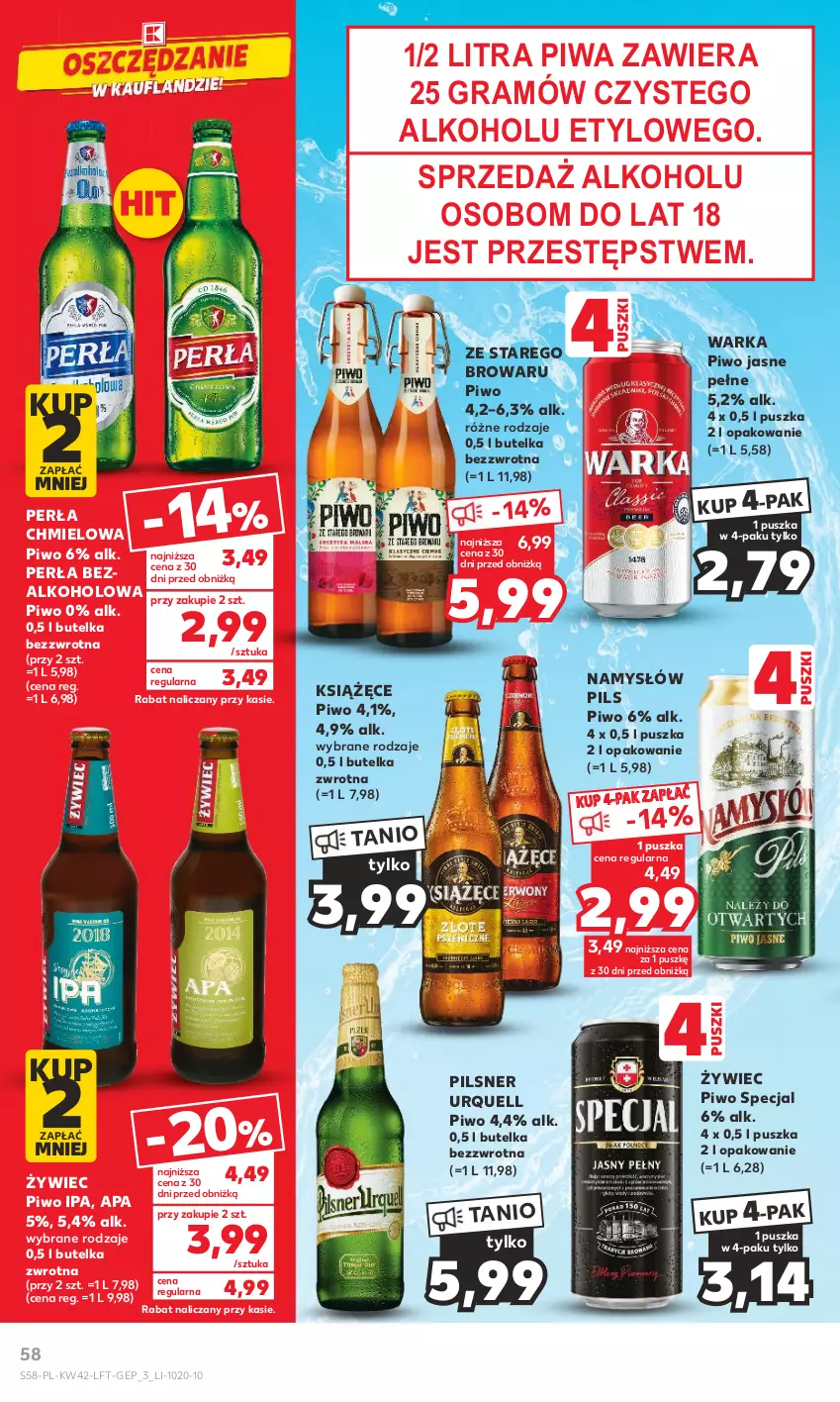 Gazetka promocyjna Kaufland - Gazetka tygodnia - ważna 19.10 do 25.10.2023 - strona 58 - produkty: Gra, Książęce, Namysłów, Perła, Pilsner Urquell, Piwa, Piwo, Piwo jasne, Warka