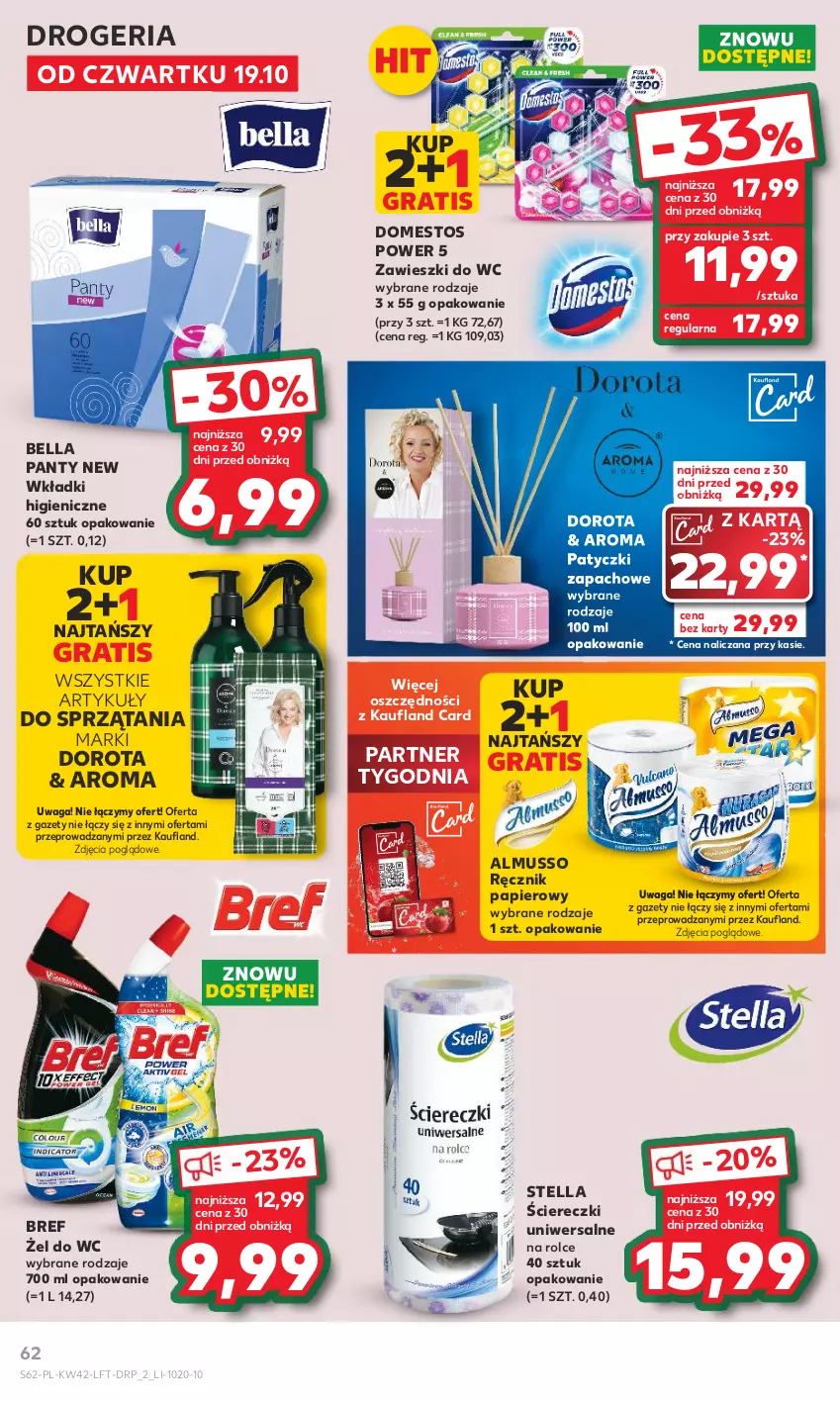 Gazetka promocyjna Kaufland - Gazetka tygodnia - ważna 19.10 do 25.10.2023 - strona 62 - produkty: Bell, Bella, Bref, Domestos, Gra, Mus, Papier, Ręcznik, Waga, Wkładki, Zawieszki