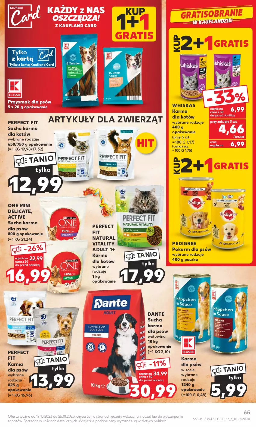 Gazetka promocyjna Kaufland - Gazetka tygodnia - ważna 19.10 do 25.10.2023 - strona 65 - produkty: Gra, Pedigree, Sos, Sucha karma, Whiskas, Wołowina