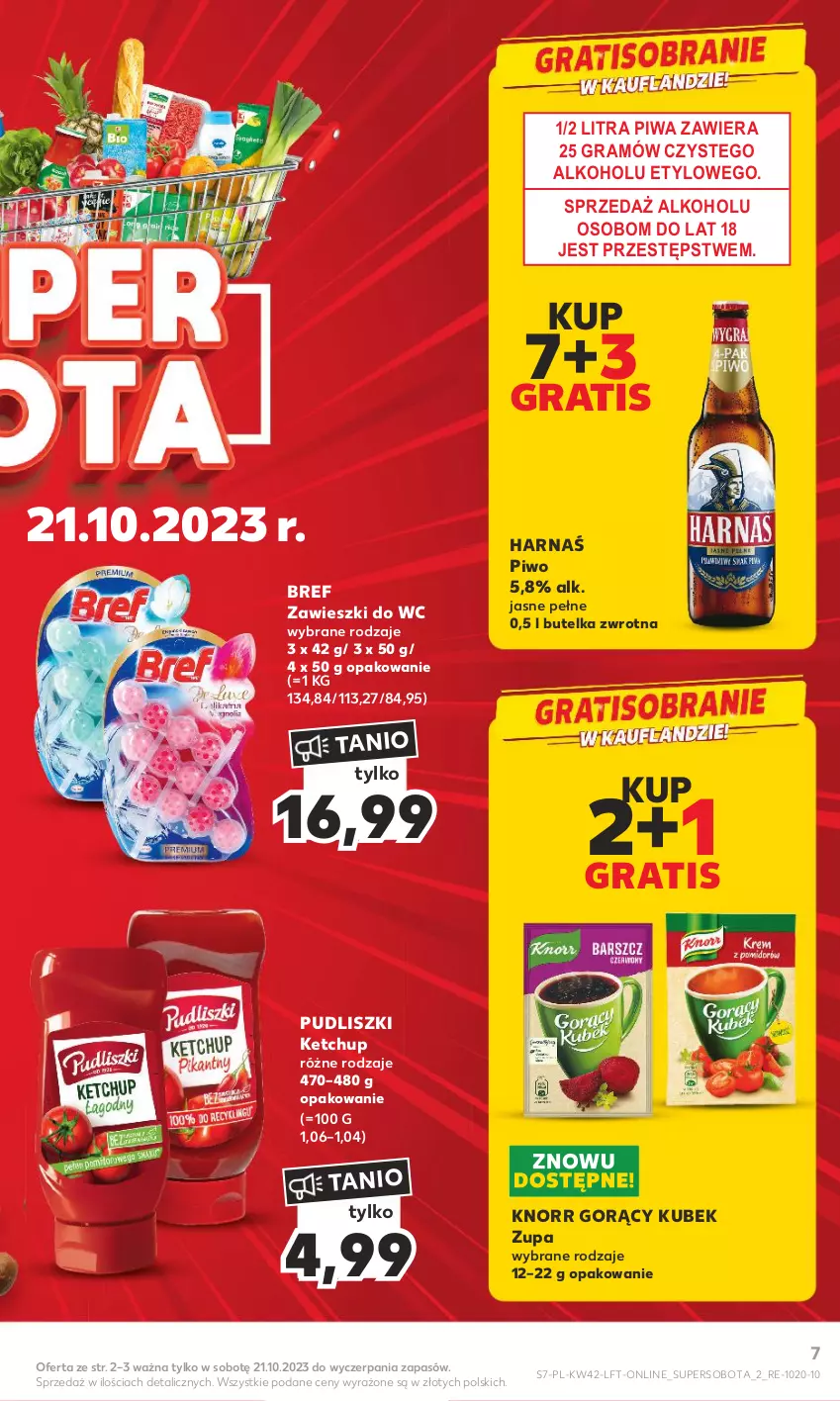 Gazetka promocyjna Kaufland - Gazetka tygodnia - ważna 19.10 do 25.10.2023 - strona 7 - produkty: Bref, Gra, Harnaś, Ketchup, Knorr, Kubek, Piwa, Piwo, Pudliszki, Zawieszki, Zupa