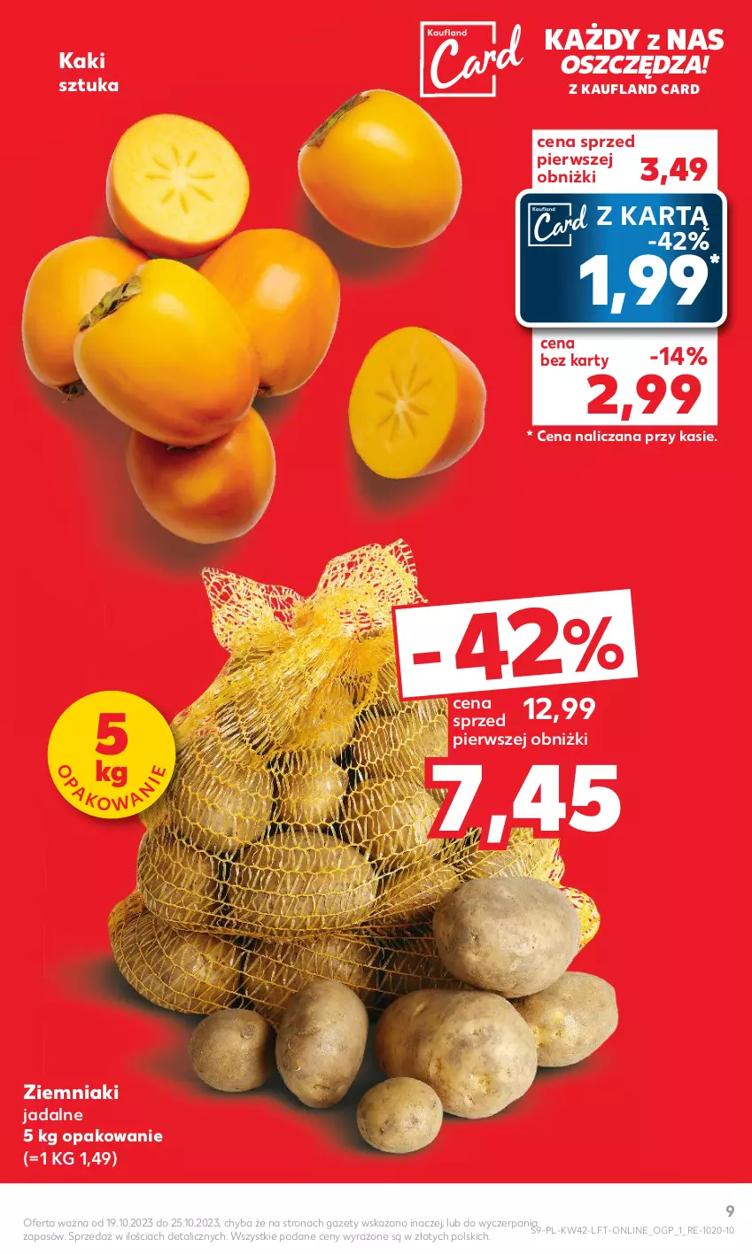 Gazetka promocyjna Kaufland - Gazetka tygodnia - ważna 19.10 do 25.10.2023 - strona 9 - produkty: Kaki, Ziemniaki