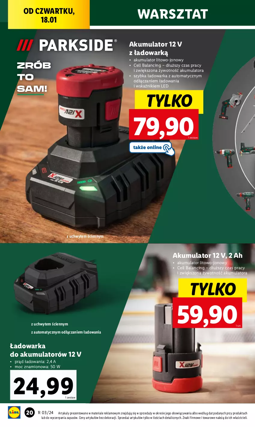 Gazetka promocyjna Lidl - GAZETKA - ważna 15.01 do 20.01.2024 - strona 24 - produkty: Akumulator, Warka