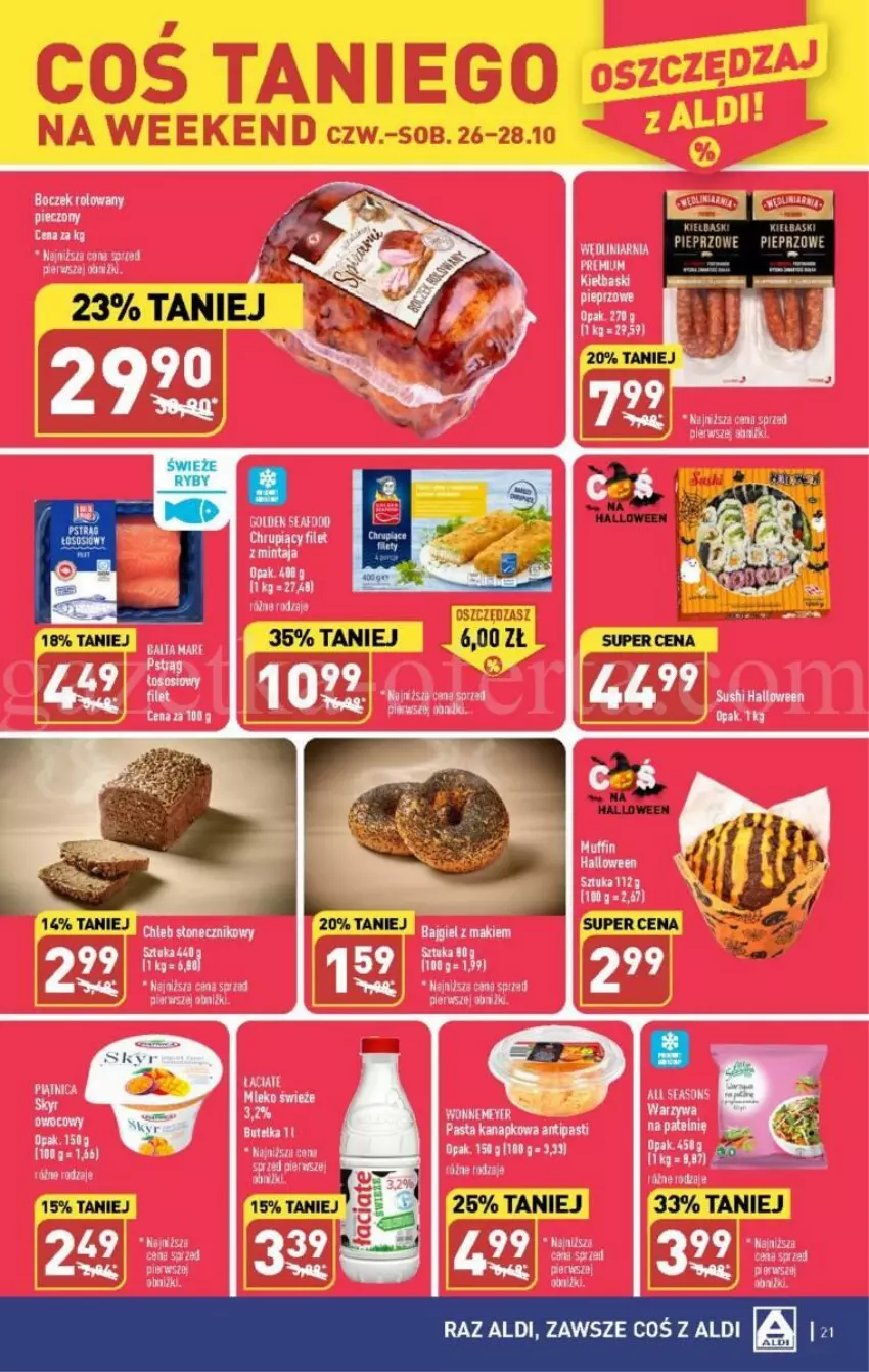 Gazetka promocyjna Aldi - ważna 23.10 do 28.10.2023 - strona 14 - produkty: Boczek, Mintaj, Por, Warzywa