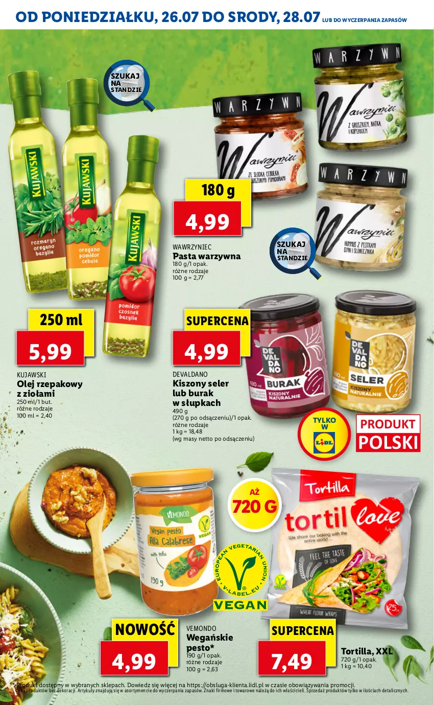 Gazetka promocyjna Lidl - KATALOG VEMONDO - ważna 26.07 do 30.07.2021 - strona 10 - produkty: Kujawski, Olej, Olej rzepakowy, Pasta warzywna, Pesto, Tortilla