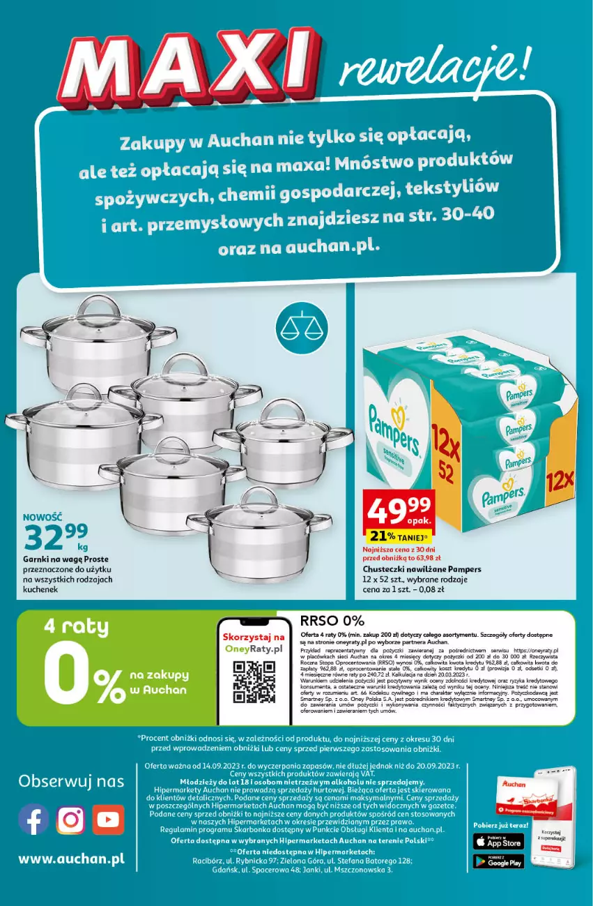 Gazetka promocyjna Auchan - Gazetka MAXI rewelacje! Hipermarket Auchan - ważna 14.09 do 20.09.2023 - strona 40 - produkty: Acer, Chusteczki, Fa, Feta, Gra, Pampers, Ser, Top