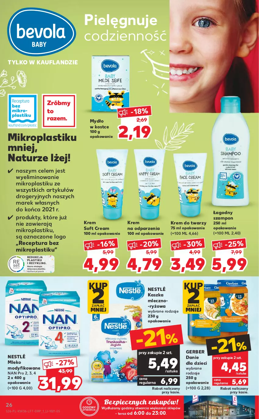 Gazetka promocyjna Kaufland - OFERTA TYGODNIA - ważna 09.09 do 15.09.2021 - strona 26 - produkty: Danie dla dzieci, Dzieci, Gerber, Krem do twarzy, Mleko, Mleko modyfikowane, Mydło, Nestlé, Piec, Ryż, Szampon, Tera