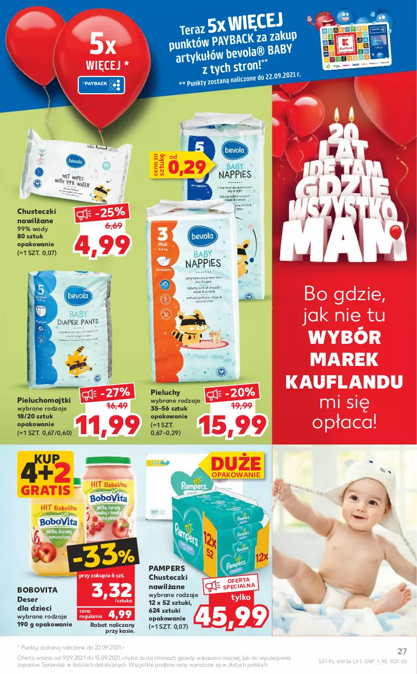 Gazetka promocyjna Kaufland - OFERTA TYGODNIA - ważna 09.09 do 15.09.2021 - strona 27 - produkty: BoboVita, Chusteczki, Deser, Dzieci, Gra, Majtki, Pampers, Pieluchomajtki, Pieluchy, Ser, Tera