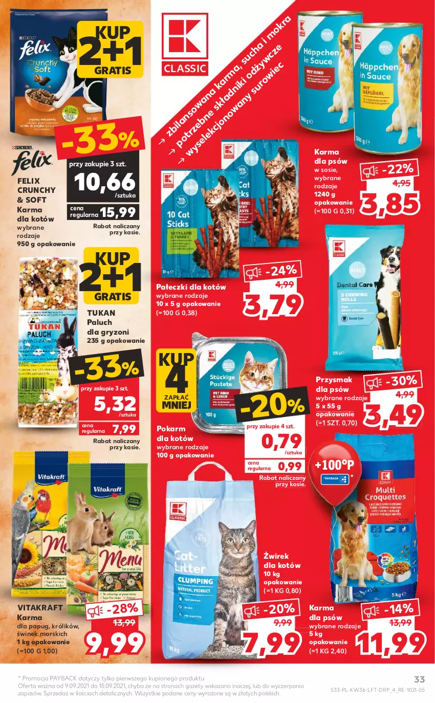 Gazetka promocyjna Kaufland - OFERTA TYGODNIA - ważna 09.09 do 15.09.2021 - strona 33 - produkty: Felix, Gra, Gry, Królik, Sos, Vitakraft