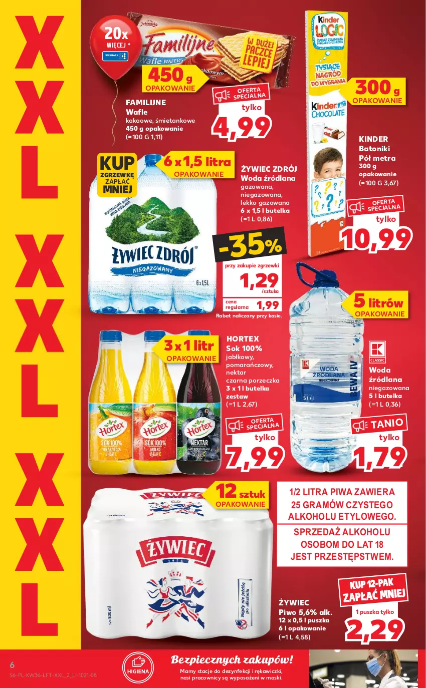 Gazetka promocyjna Kaufland - OFERTA TYGODNIA - ważna 09.09 do 15.09.2021 - strona 6 - produkty: Baton, Fa, Gra, Hortex, Kakao, Kinder, LANA, Nektar, Piec, Piwa, Piwo, Por, Sok, Tonik, Wafle, Woda