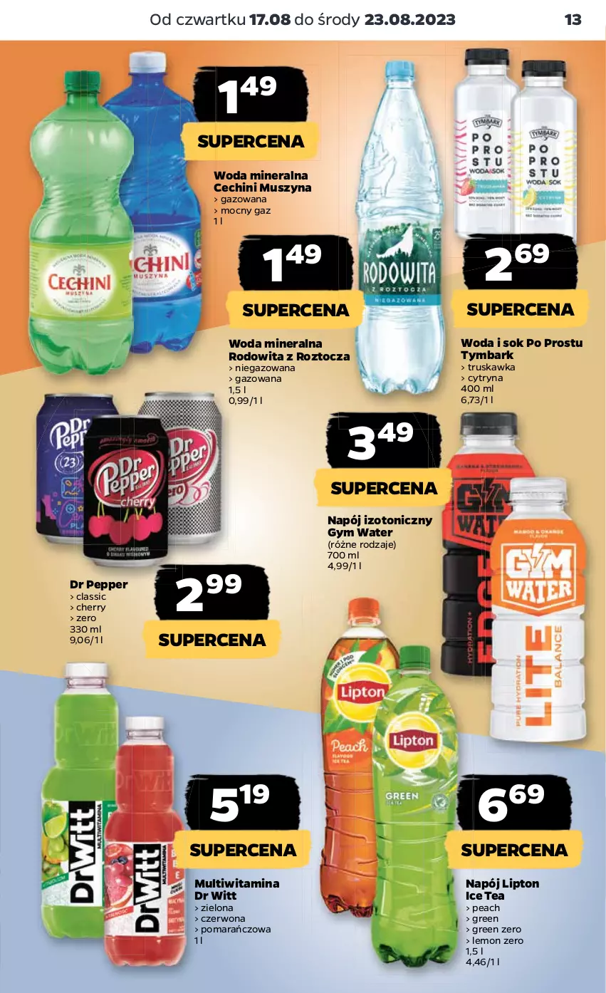 Gazetka promocyjna Netto - Artykuły spożywcze - ważna 17.08 do 23.08.2023 - strona 13 - produkty: Ice tea, Lipton, Mus, Napój, Napój izotoniczny, Sok, Szyna, Tymbark, Woda, Woda mineralna