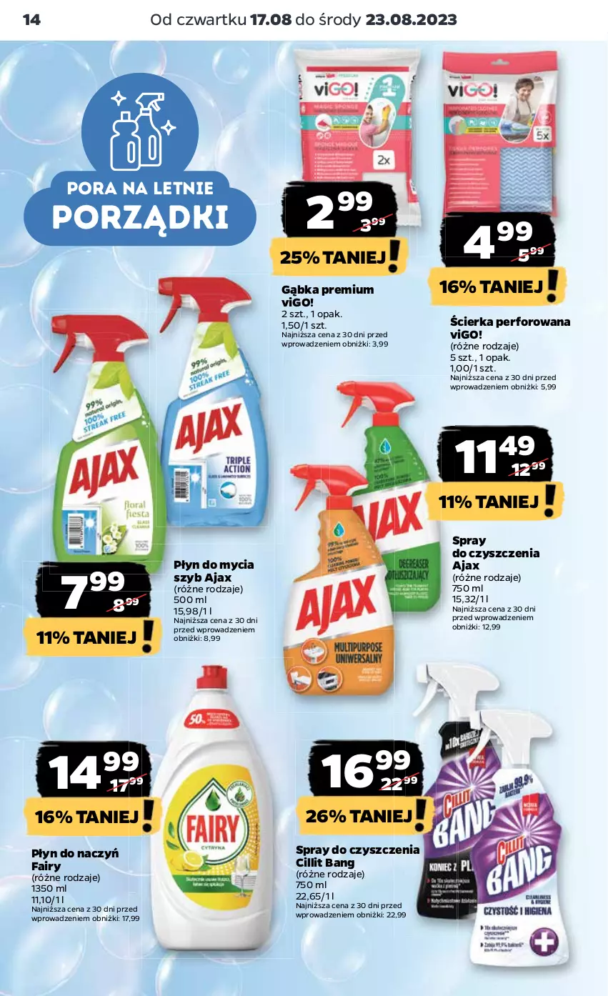 Gazetka promocyjna Netto - Artykuły spożywcze - ważna 17.08 do 23.08.2023 - strona 14 - produkty: Ajax, Cillit Bang, Fa, Fairy, Płyn do mycia, Por, Spray do czyszczenia