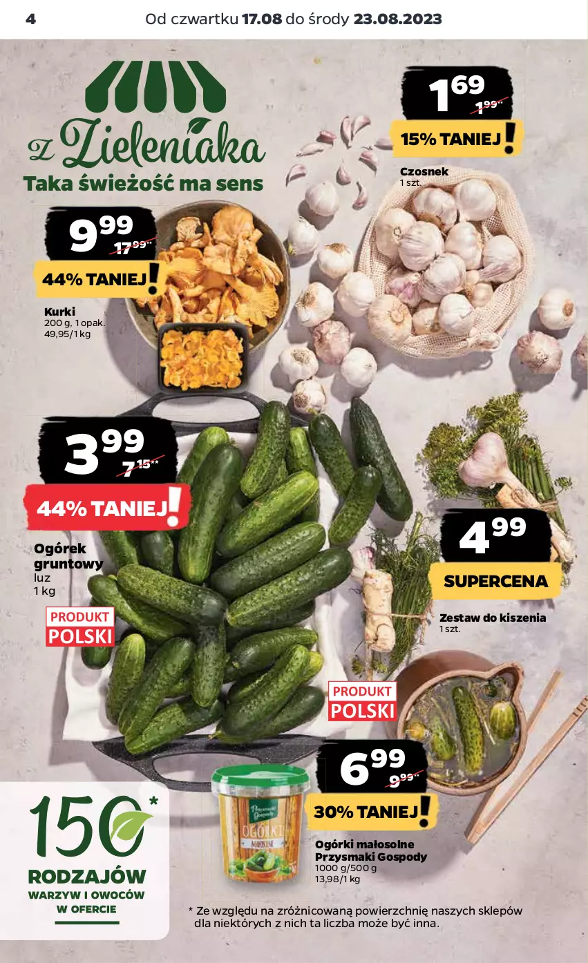 Gazetka promocyjna Netto - Artykuły spożywcze - ważna 17.08 do 23.08.2023 - strona 4 - produkty: Czosnek, Grunt, Ogórek, Przysmaki