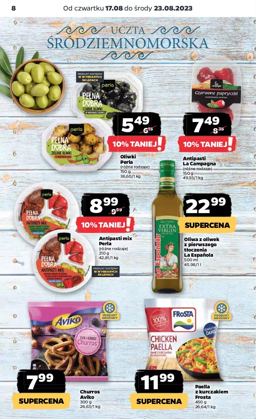 Gazetka promocyjna Netto - Artykuły spożywcze - ważna 17.08 do 23.08.2023 - strona 8 - produkty: Frosta, Kurczak, Oliwa z oliwek, Oliwki