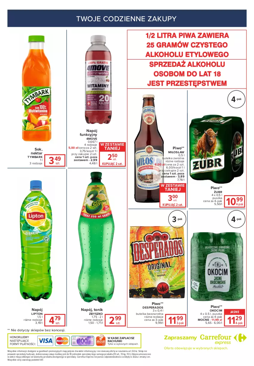 Gazetka promocyjna Carrefour - Gazetka Express - ważna 25.01 do 31.01.2022 - strona 6 - produkty: Desperados, Gra, Koc, Kosz, Lipton, Napój, Nektar, Okocim, Piwa, Piwo, Sok, Stek, Tonik, Tymbark