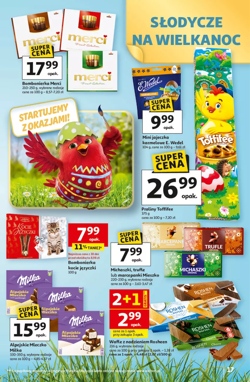 Gazetka promocyjna Auchan - Gazetka 30 Lat Hipermarket Auchan - ważna 05.03 do 11.03.2026 - strona 17 - produkty: E. Wedel, Koc, Merci, Milka, Mleczko, Oshee, Pax, Praliny, Toffifee, Wafle