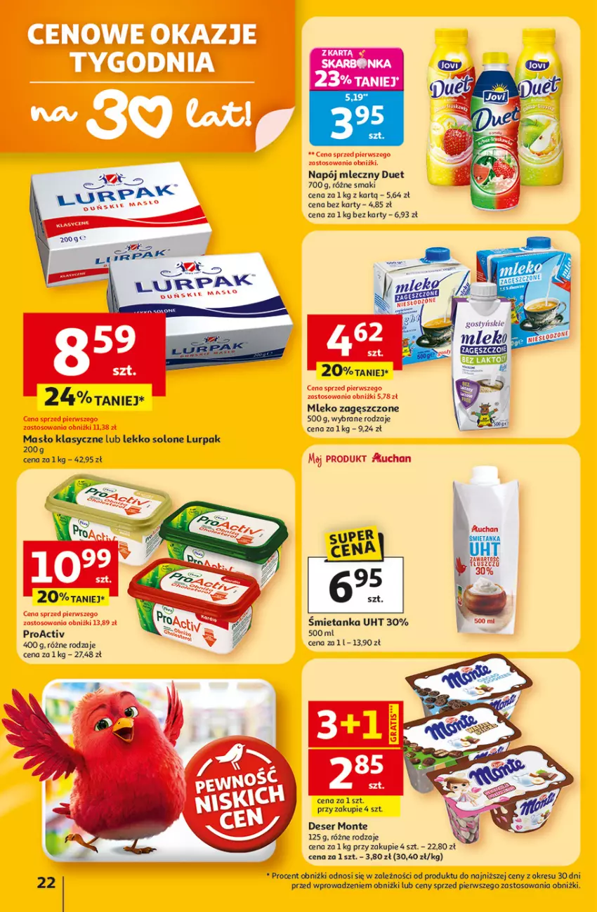 Gazetka promocyjna Auchan - Gazetka 30 Lat Hipermarket Auchan - ważna 05.03 do 11.03.2026 - strona 22 - produkty: Deser, Gra, Lurpak, Masło, Mleko, Mleko zagęszczone, Monte, Napój, Napój mleczny, Ser