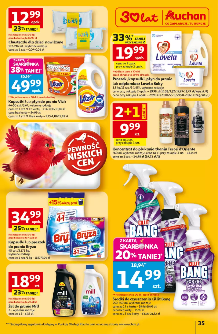 Gazetka promocyjna Auchan - Gazetka 30 Lat Hipermarket Auchan - ważna 05.03 do 11.03.2026 - strona 35 - produkty: Bryza, Chusteczki, Cillit Bang, Dzieci, Gra, Lovela, Odplamiacz, Płyn do prania, Proszek do prania, Vizir