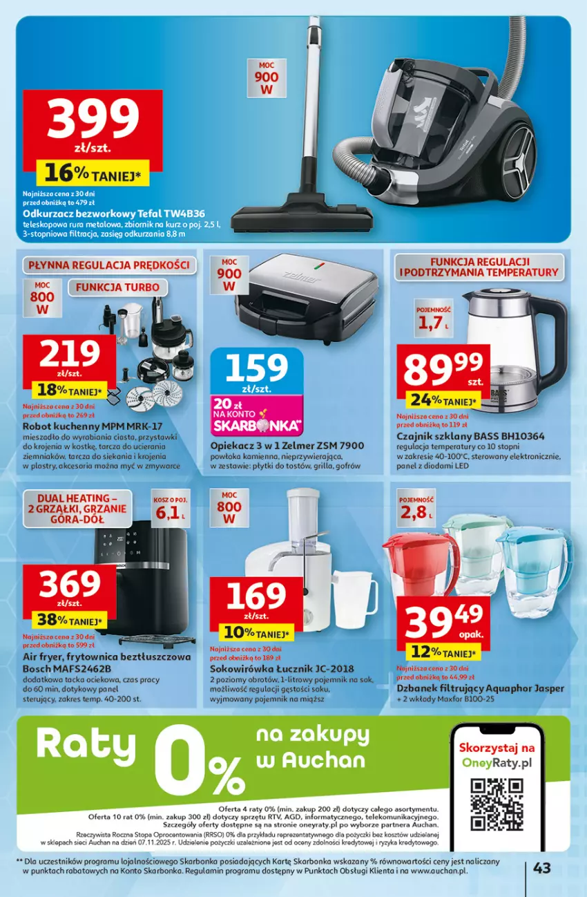 Gazetka promocyjna Auchan - Gazetka 30 Lat Hipermarket Auchan - ważna 05.03 do 11.03.2026 - strona 43 - produkty: Aquaphor, Bosch, Czajnik, Dzbanek, Dzbanek filtrujący, Gra, Grill, Kosz, Mieszadło, Pojemnik, Robot, Sok, Top, Zelmer