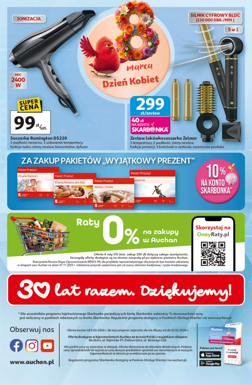 Gazetka promocyjna Auchan - Gazetka 30 Lat Hipermarket Auchan - ważna 05.03 do 11.03.2026 - strona 45 - produkty: Gra, Kosz, Remington, Ser, Suszarka, Tera, Top, Zelmer
