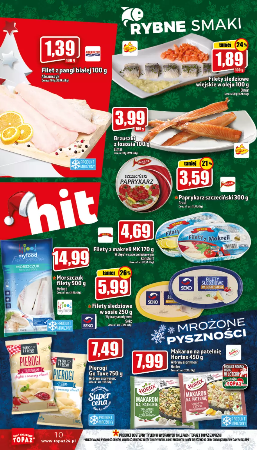 Gazetka promocyjna Topaz - Gazetka - ważna 01.12 do 07.12.2022 - strona 10 - produkty: Gra, Graal, Hortex, Makaron, Olej, Papryka, Paprykarz, Paprykarz szczeciński, Sok, Sos, Top