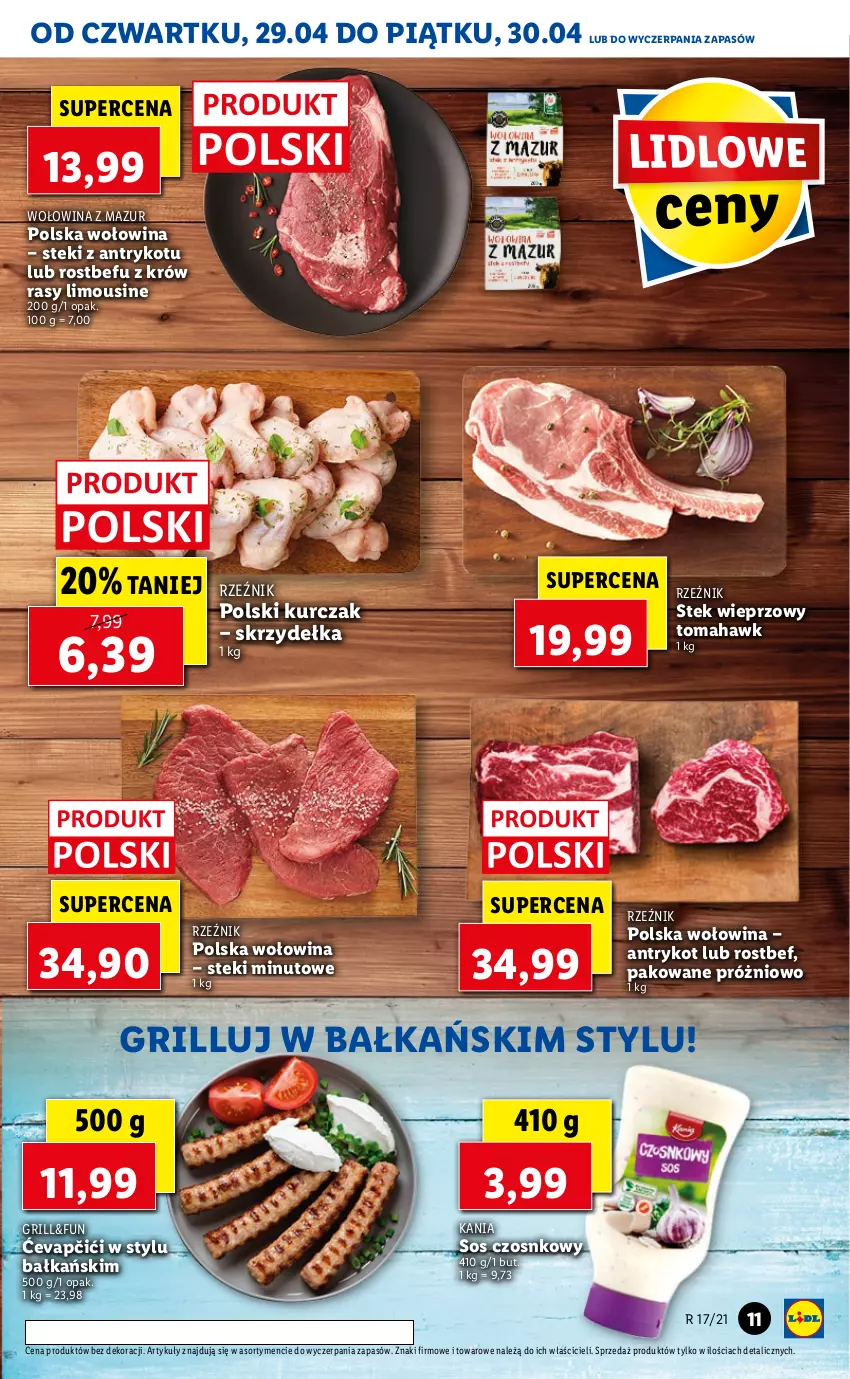 Gazetka promocyjna Lidl - GAZETKA - ważna 29.04 do 30.04.2021 - strona 11 - produkty: Grill, Kurczak, Rostbef, Sos, Sos czosnkowy, Stek, Stek wieprzowy, Wołowina