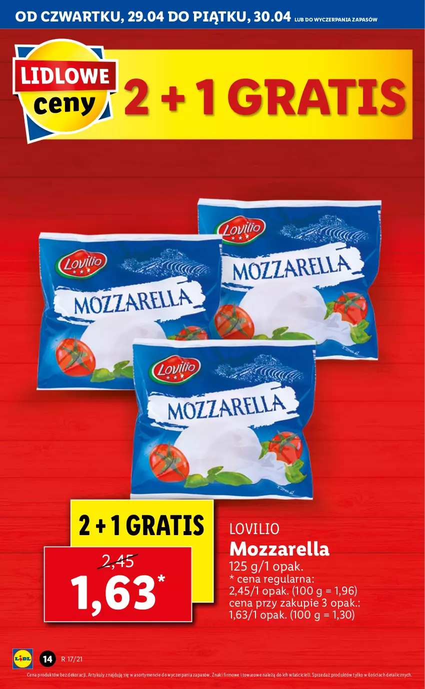 Gazetka promocyjna Lidl - GAZETKA - ważna 29.04 do 30.04.2021 - strona 14 - produkty: Gra, Lovi, Mozzarella