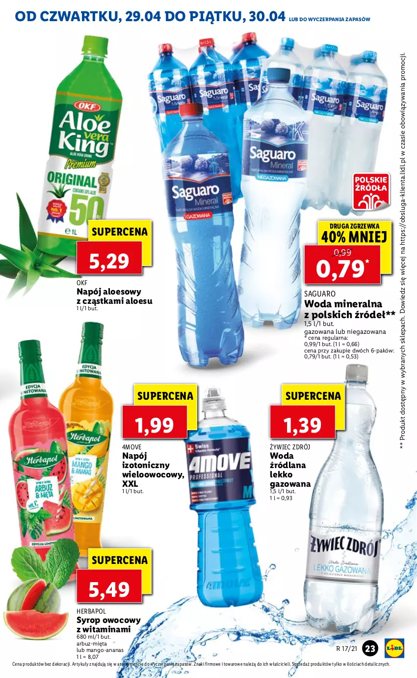 Gazetka promocyjna Lidl - GAZETKA - ważna 29.04 do 30.04.2021 - strona 23 - produkty: Ananas, Arbuz, Herbapol, LANA, Mango, Mięta, Napój, Napój izotoniczny, Syrop, Woda, Woda mineralna