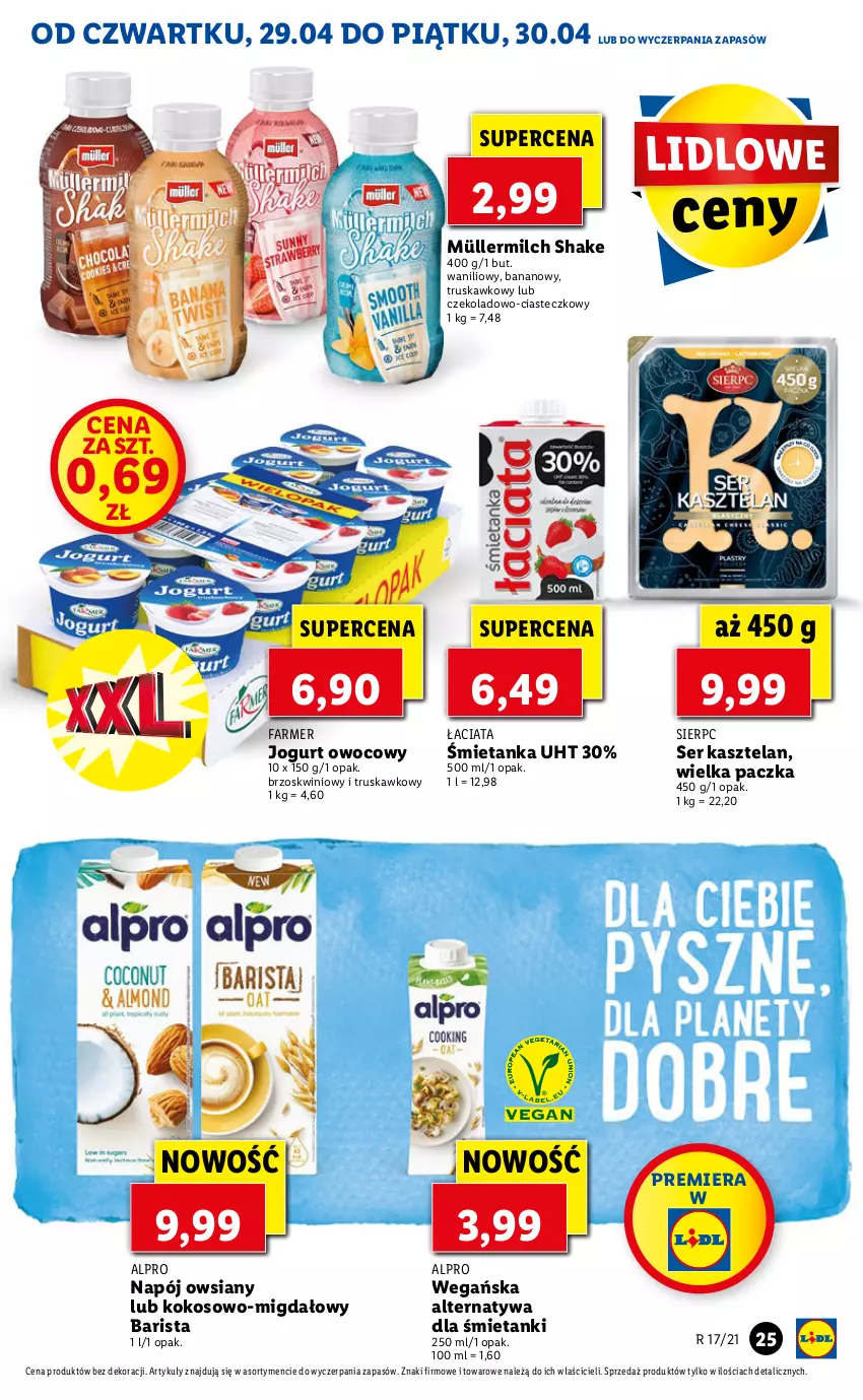 Gazetka promocyjna Lidl - GAZETKA - ważna 29.04 do 30.04.2021 - strona 25 - produkty: Alpro, Fa, Jogurt, Jogurt owocowy, Kasztelan, Kokos, Müller, Müllermilch, Napój, Ser, Ser Kasztelan