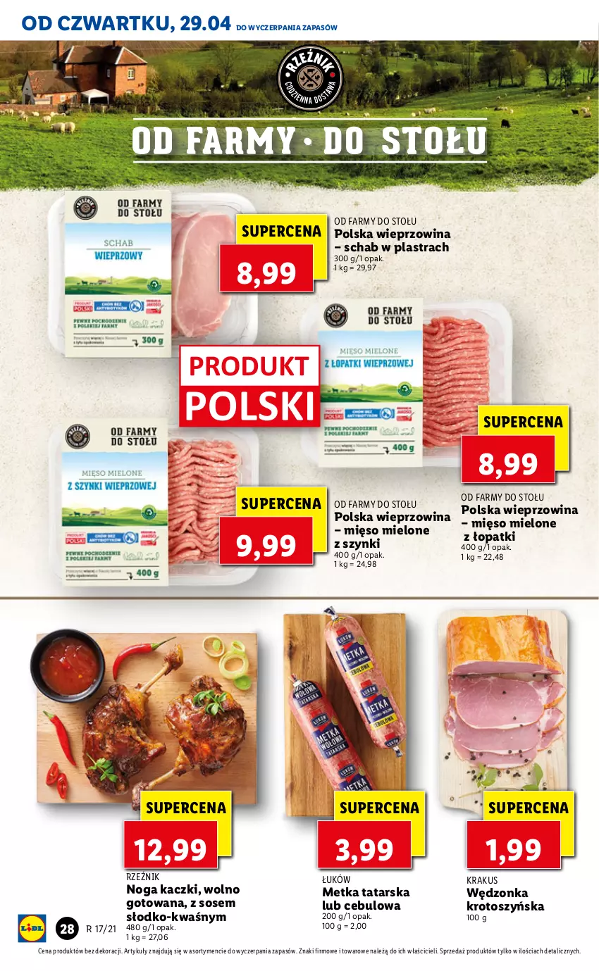 Gazetka promocyjna Lidl - GAZETKA - ważna 29.04 do 30.04.2021 - strona 28 - produkty: Fa, Krakus, Metka tatarska, Mięso, Mięso mielone, Mięso mielone z szynki, Sos, Wieprzowina