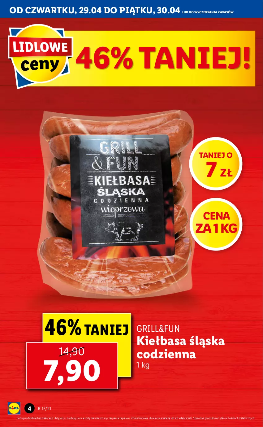 Gazetka promocyjna Lidl - GAZETKA - ważna 29.04 do 30.04.2021 - strona 4 - produkty: Grill, Kiełbasa, Kiełbasa śląska