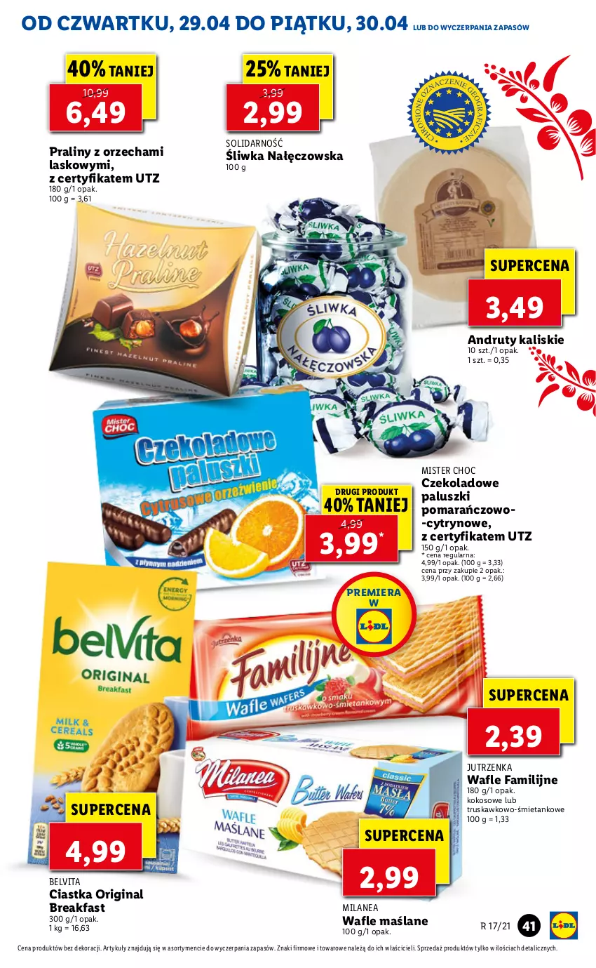 Gazetka promocyjna Lidl - GAZETKA - ważna 29.04 do 30.04.2021 - strona 41 - produkty: BelVita, Ciastka, Fa, Gin, Jutrzenka, Kokos, Praliny, Vita C