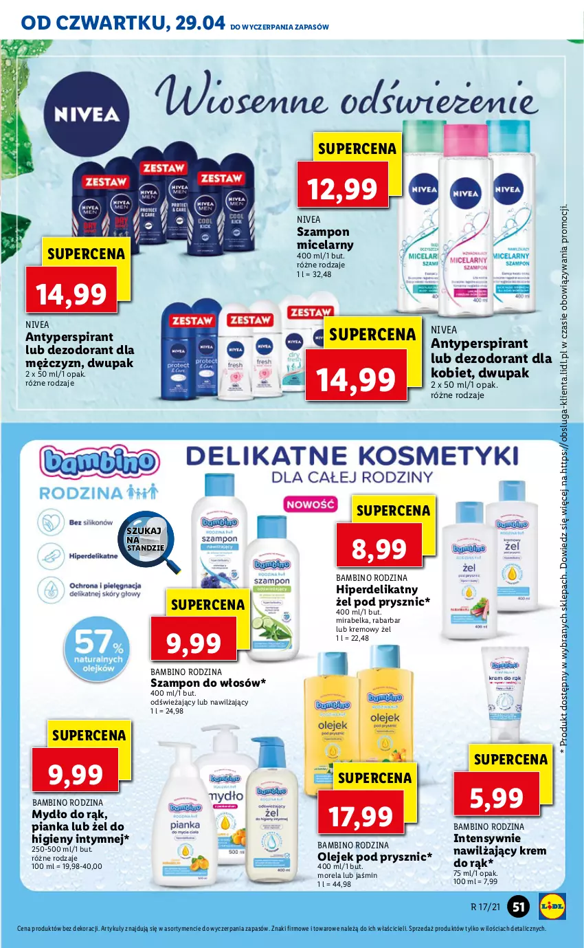 Gazetka promocyjna Lidl - GAZETKA - ważna 29.04 do 30.04.2021 - strona 51 - produkty: Antyperspirant, Dezodorant, Krem do rąk, Morela, Mydło, Nivea, Olej, Olejek pod prysznic, Szampon