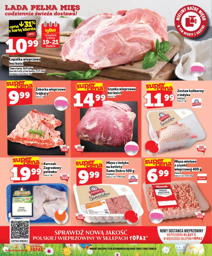 Gazetka promocyjna Topaz - Gazetka - ważna 19.03 do 25.03.2026 - strona 2 - produkty: Mięso, Mięso mielone, Olewnik, Szynka, Szynka wieprzowa