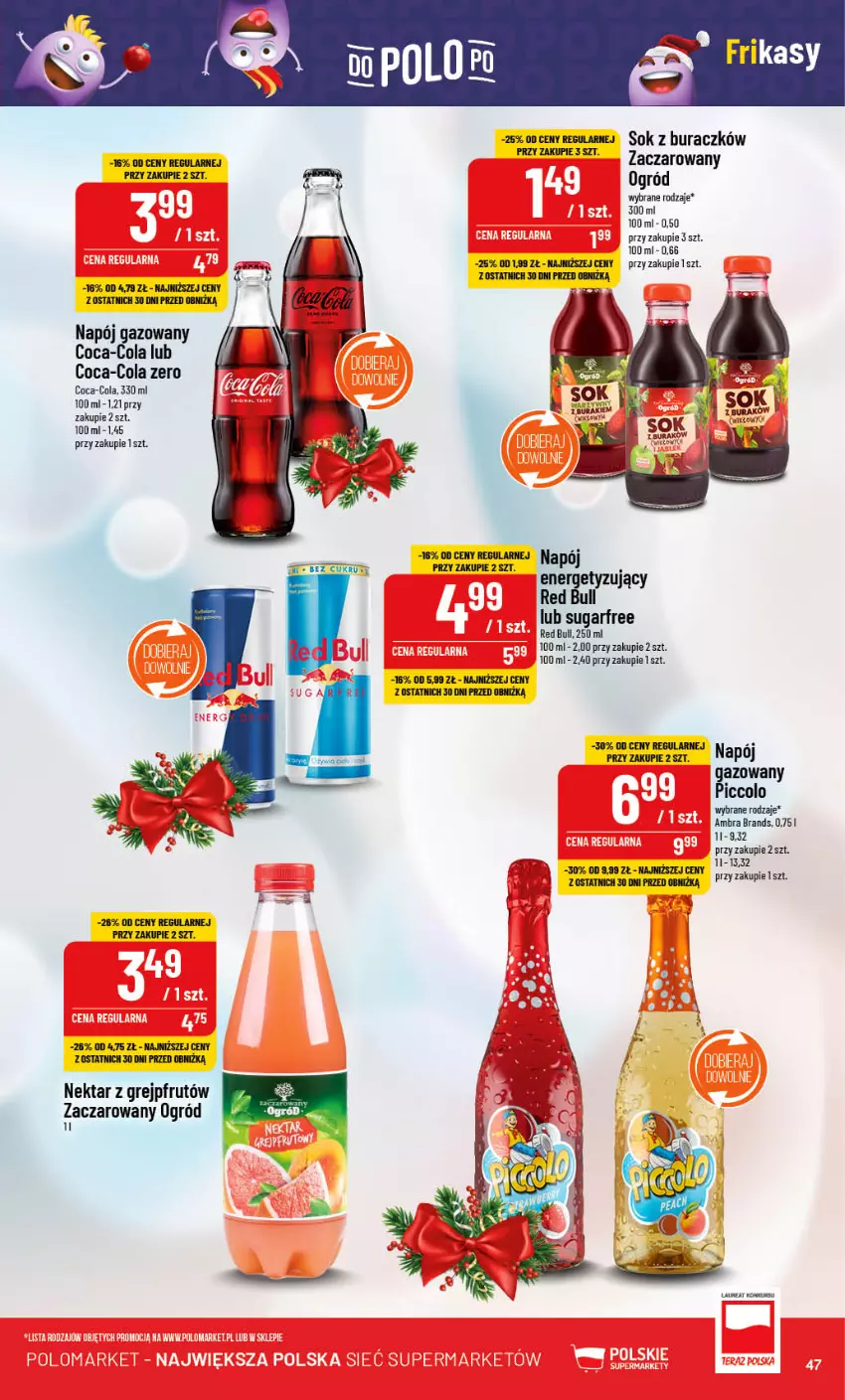 Gazetka promocyjna PoloMarket - Gazetka pomocyjna - ważna 29.11 do 05.12.2023 - strona 47 - produkty: Coca-Cola, Grejpfrut, Laur, Napój, Napój gazowany, Nektar, Ogród, Red Bull, Sok