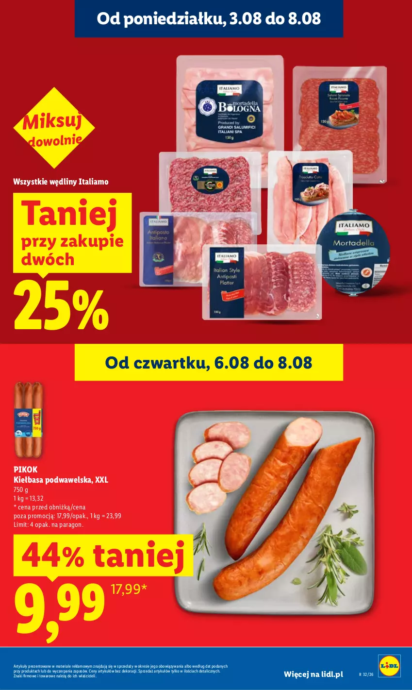 Gazetka promocyjna Lidl - Gazetka ważna od 6.08 do 8.08 - ważna 06.08 do 08.08.2026 - strona 15 - produkty: Kiełbasa, Kiełbasa podwawelska, PIKOK, Wawel