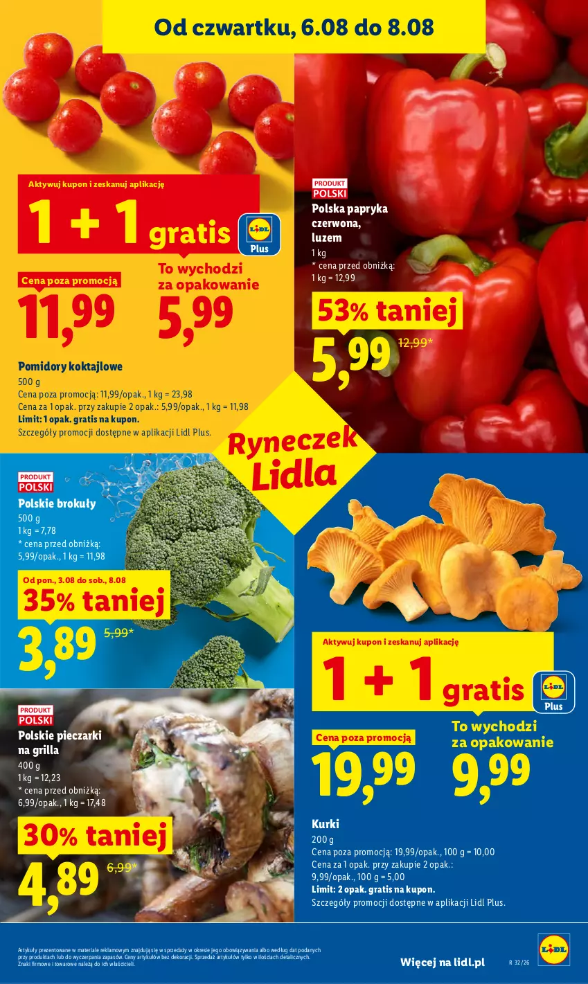 Gazetka promocyjna Lidl - Gazetka ważna od 6.08 do 8.08 - ważna 06.08 do 08.08.2026 - strona 45 - produkty: Brokuły, Gra, Grill, Papryka, Papryka czerwona, Piec, Pomidory