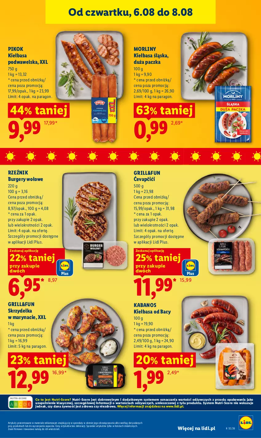 Gazetka promocyjna Lidl - Gazetka ważna od 6.08 do 8.08 - ważna 06.08 do 08.08.2026 - strona 51 - produkty: Burger, Grill, Kabanos, Kiełbasa, Kiełbasa podwawelska, Kiełbasa śląska, Morliny, PIKOK, Wawel