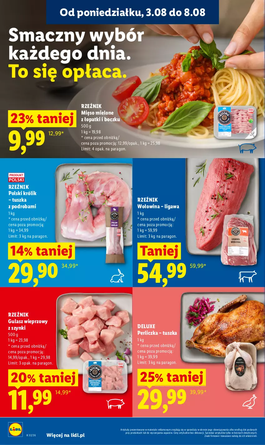 Gazetka promocyjna Lidl - Gazetka ważna od 6.08 do 8.08 - ważna 06.08 do 08.08.2026 - strona 58 - produkty: Królik, Mięso, Mięso mielone, Perliczka, Tusz, Wołowina