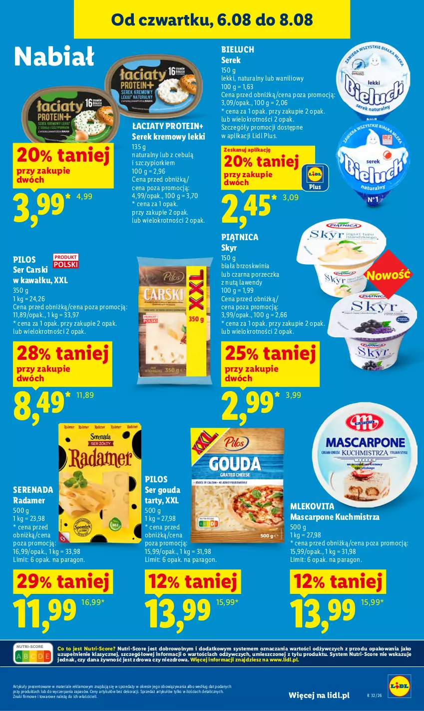 Gazetka promocyjna Lidl - Gazetka ważna od 6.08 do 8.08 - ważna 06.08 do 08.08.2026 - strona 61 - produkty: Bieluch, Cars, Gouda, Kawa, Mascarpone, Mleko, Mlekovita, Piątnica, Pilos, Por, Radamer, Ser, Serek