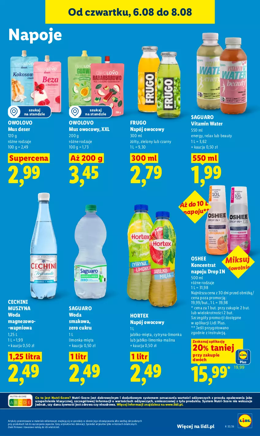 Gazetka promocyjna Lidl - Gazetka ważna od 6.08 do 8.08 - ważna 06.08 do 08.08.2026 - strona 71 - produkty: Deser, Hortex, Limonka, Magnez, Mięta, Mus, Napój, Napoje, Oshee, Ser, Szyna, Woda