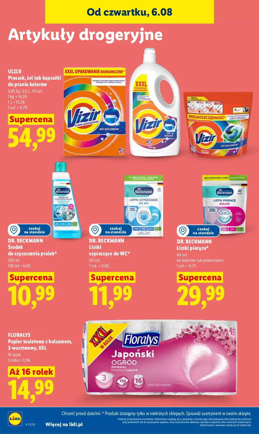 Gazetka promocyjna Lidl - Gazetka ważna od 6.08 do 8.08 - ważna 06.08 do 08.08.2026 - strona 86 - produkty: Flora, Kapsułki do prania, Papier, Papier toaletowy, Vizir