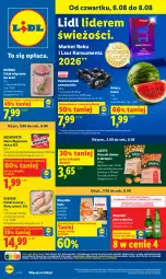 Gazetka promocyjna Lidl - Gazetka ważna od 6.08 do 8.08 - Gazetka - ważna od 08.08 do 08.08.2026 - strona 1 - produkty: Piwa, Kurczak, Orzeszki, Mlekovita, Laur, Schab wieprzowy, Arbuz, Orzeszki ziemne, Masło, Mleko